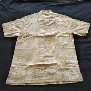 NEW MENS TOMMY BAHAMA SILK SHORT-SLEEVE SHIRT WITH PALM FRONDS IN MUTED TONES -M